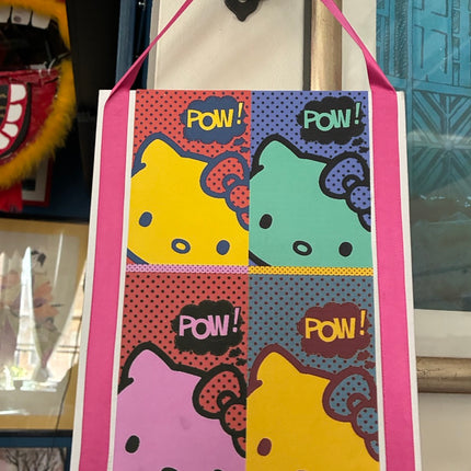 Pop Art “POW Kitty” Collage (8x10) – Mixed Media Wall Hanging by Hilary Henwood