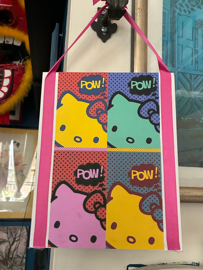Pop Art “POW Kitty” Collage (8x10) – Mixed Media Wall Hanging by Hilary Henwood