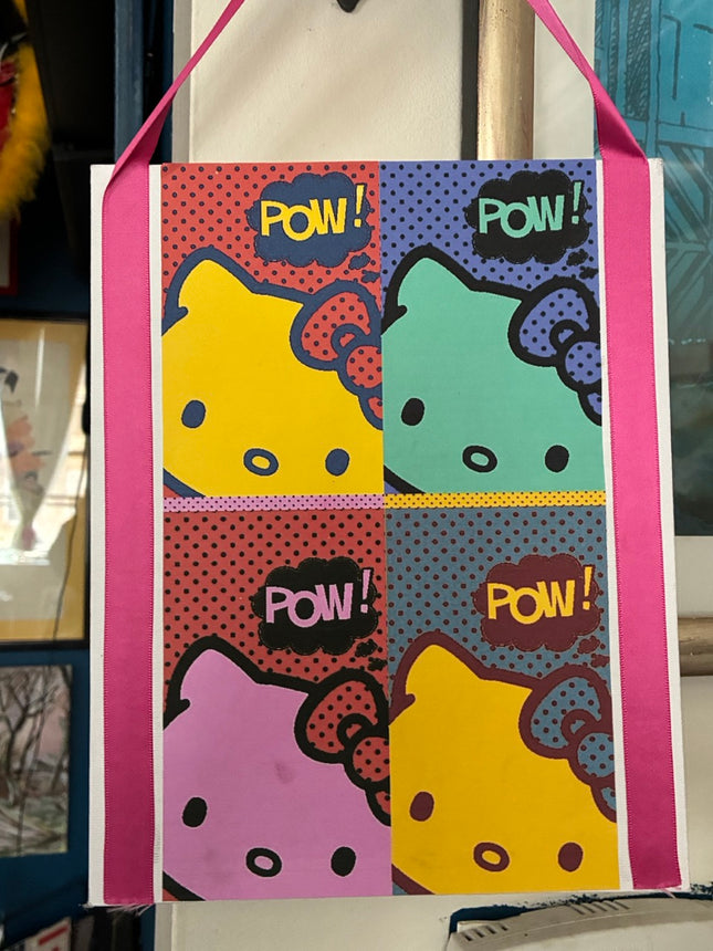 Pop Art “POW Kitty” Collage (8x10) – Mixed Media Wall Hanging by Hilary Henwood