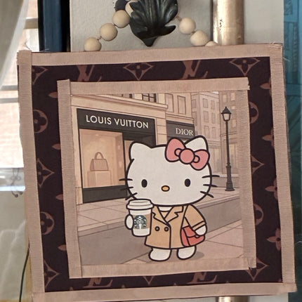Designer Street “Kitty Coffee” Collage – Mixed Media Wall Hanging by Hilary Henwood