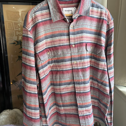 Upcycled Flannel Shirt w/ Hand-Sewn “Florida Wrestling Club” Patch – One-of-a-Kind by Hilary Henwood (XL)
