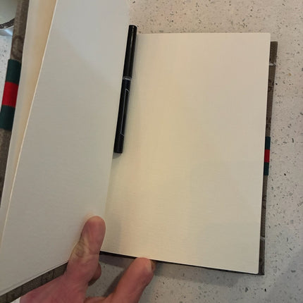 Upcycled Designer-Inspired Journal (9.5 x 6.25) – Handmade Sketchbook by Hilary Henwood